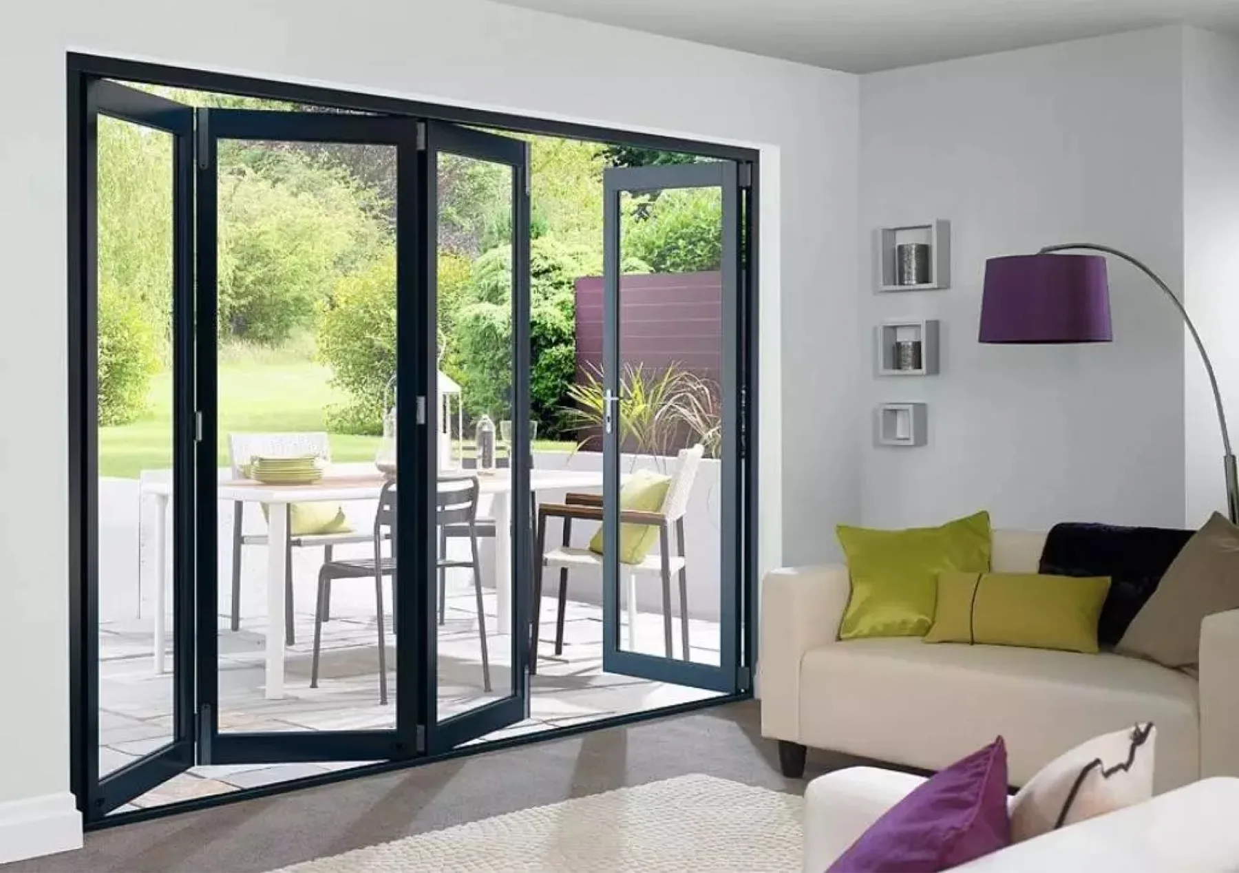 Bi-folding doors opening to outdoor area