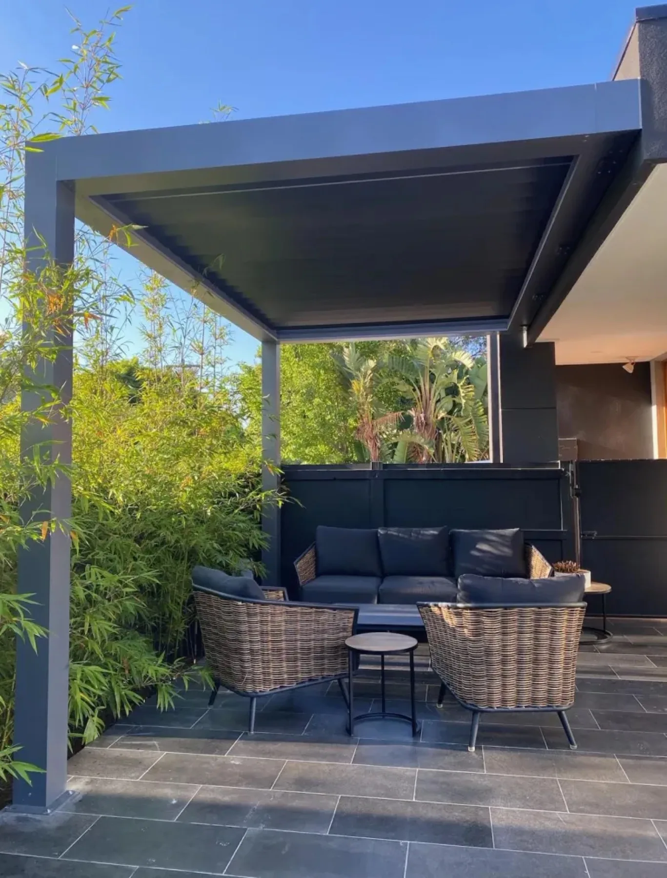 Comfortable covered outdoor lounge