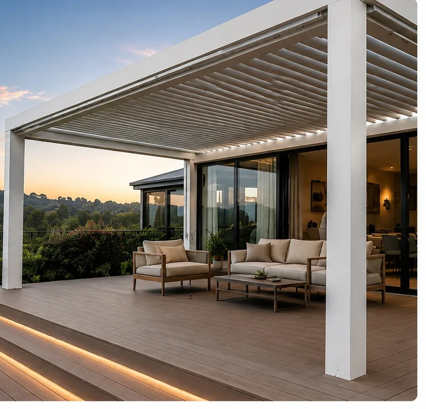 Modern louvre pergola outdoor living area